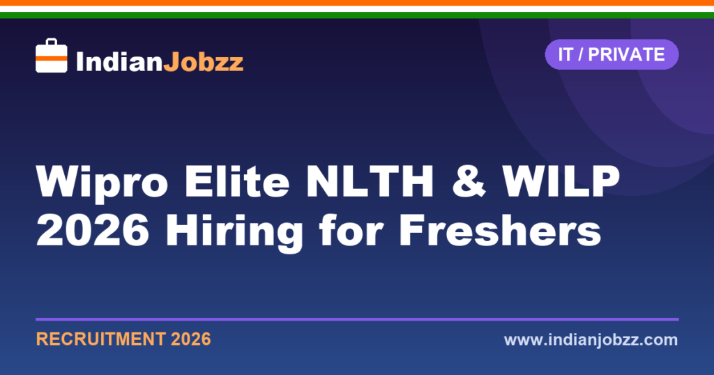 Wipro Elite NLTH & WILP 2026 Hiring for Freshers: Eligibility, Salary, Selection Process and How to Apply